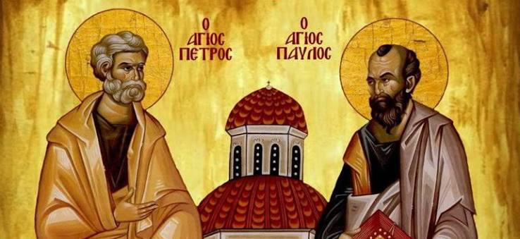 Οι δύο Πρωτοκορυφαίοι Απόστολοι  είναι οι δύο πυλώνες της θεογνωσίας, του Σεβασμιωτάτου Μητροπολίτου Αιτωλίας και Ακαρνανίας κ. Δαμασκηνού